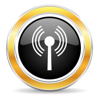 black web button with golden ring