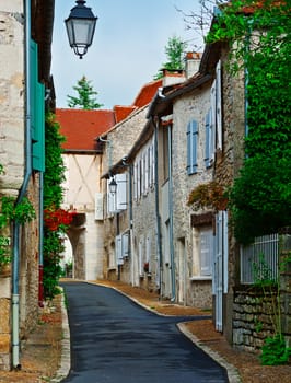 Deserted Street of the French City in Lemousin