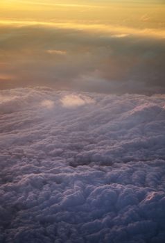 Aerial view of a cloudy sunrise