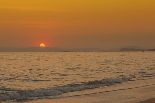 Beautiful sunset with the sea in Thailand 