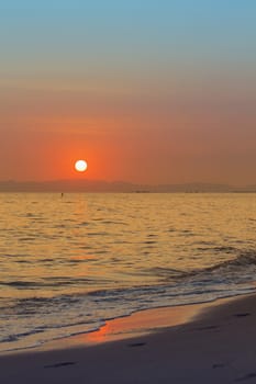 Beautiful sunset with the sea in Thailand 