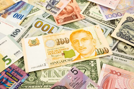 singapore  and world currency money banknote, business and  financial concept