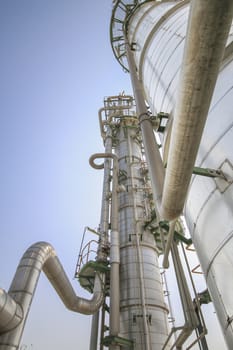 Oil and chemical industrial plant with blue sky in winter season