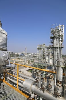 Oil and chemical industrial plant with blue sky in winter season