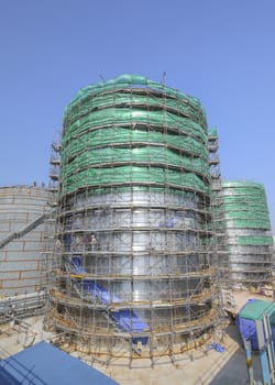 Chemical tank Storage in industrial construction yard
