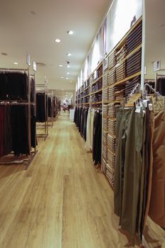 interior of fashion clothes store 