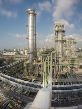 Oil and chemical industrial factory on day time  in wide lens