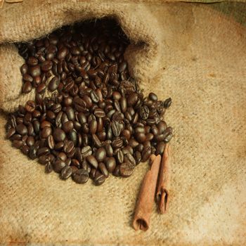 Coffee beans grunge vintage background