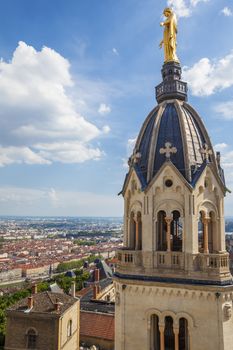 View of Lyon from the top of Notre Dame de Fourviere basilica