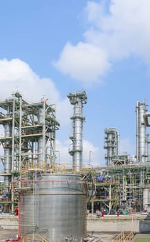 Tank storage in chemical factory with blue sky in summer day 