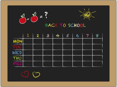 illustration of school timetable with blackboard