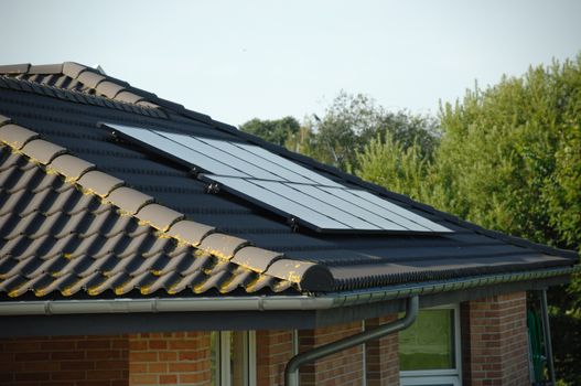 Solar panels on top of a roof