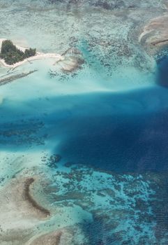 aerial view of the lagoon of bora bora