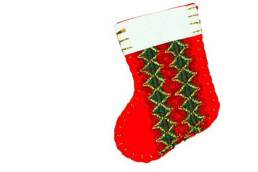 Red christmas stocking a holiday ornament , clipping path