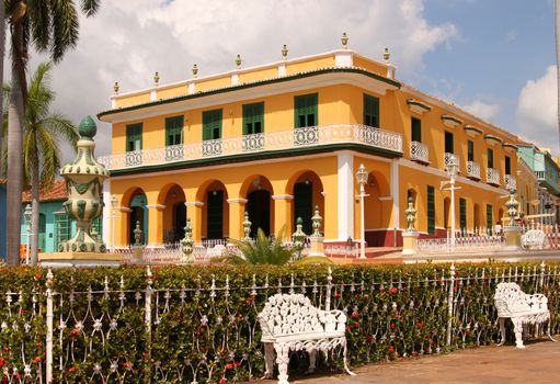 Beautiful Colonial architecture in Trinidad, Cuba as seen from Plaza Mayor