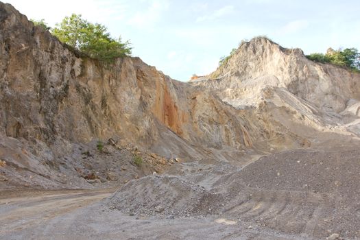 Gravel and crushed stone for the construction in open pit.
