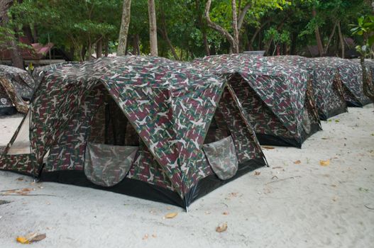 closed up the tents in a park