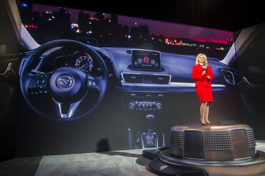 LAS VEGAS - JAN 10 : The Mazda booth at the CES Show in Las Vegas, Navada, on January 10, 2014. CES is the world's leading consumer-electronics show