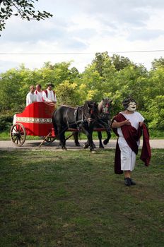 In Andautonija, ancient Roman settlement near Zagreb held Dionysus festivities on Sep 15, 2013 in Zagreb, Croatia.