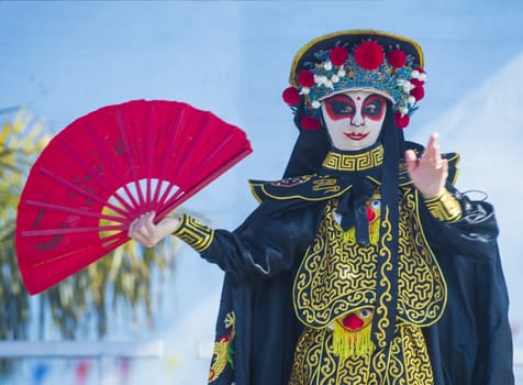 LAS VEGAS - FEB 09 : Chinese master of masks perform at the Chinese New Year celebrations held in Las Vegas , Nevada on February 09 2014
