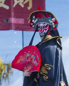 LAS VEGAS - FEB 09 : Chinese master of masks perform at the Chinese New Year celebrations held in Las Vegas , Nevada on February 09 2014