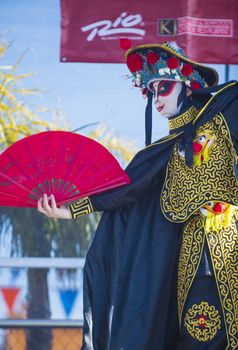 LAS VEGAS - FEB 09 : Chinese master of masks perform at the Chinese New Year celebrations held in Las Vegas , Nevada on February 09 2014