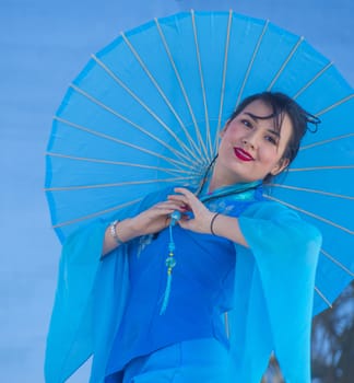 LAS VEGAS - FEB 09 : Chinese folk dancer perform at the Chinese New Year celebrations held in Las Vegas , Nevada on February 09 2014