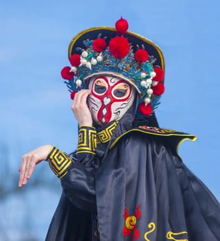 LAS VEGAS - FEB 09 : Chinese master of masks perform at the Chinese New Year celebrations held in Las Vegas , Nevada on February 09 2014