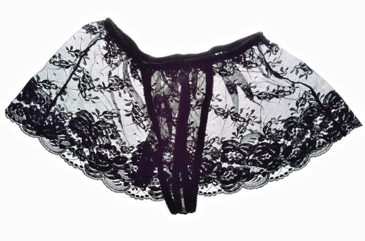 Black openwork panties isolated on white background