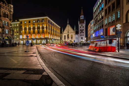 Old Town Hall and Marienplatz in the Night, Munich, Bavaria, Germany