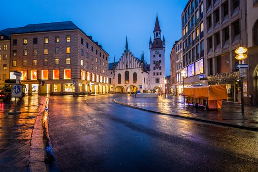 Old Town Hall and Marienplatz in the Morning, Munich, Bavaria, Germany