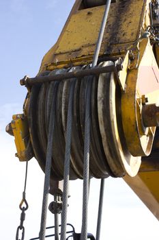 Construction machinery in a railroad construction site.