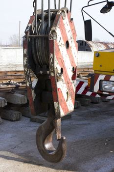 Construction machinery in a railroad construction site.