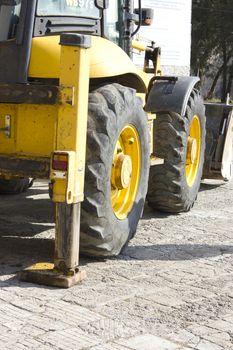 Construction machinery in a railroad construction site.