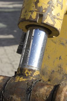 Construction machinery in a railroad construction site.