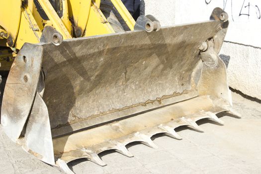 Construction machinery in a railroad construction site.