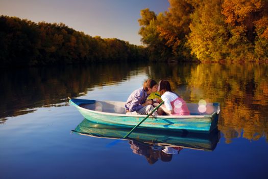 couple in a boat outdoors