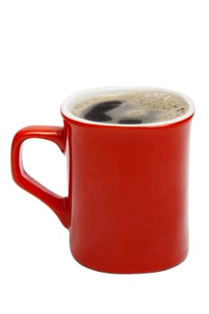 red mug from coffee on a white background