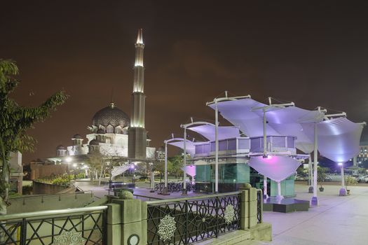 Putra Mosque in Putrajaya Square Malaysia at Night
