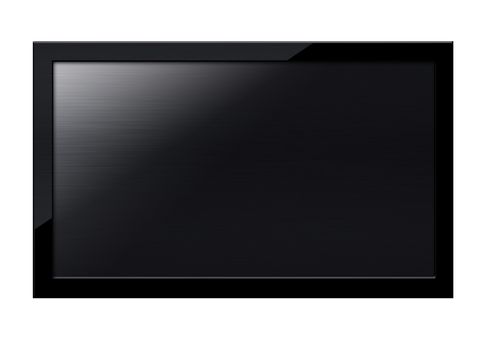 Black LCD tv screen hanging on a wall . (with clipping work path)