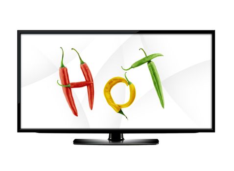 LCD tv screen and hot offer conceptual image . (with clipping work path)