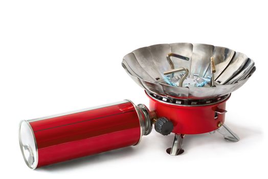 portable gas stove it is isolated on a white background
