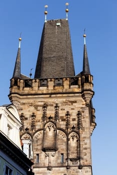 Tower at the end of the Charles Bridge in Prague Czech Republic