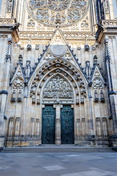 doors to famous historic st. vitus cathedral in prague czech republic, 2014