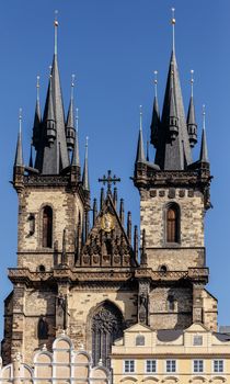The Church of Our Lady before Tyn, from Old Town Square (Stare Mesto, Prague, Czech Republic, build in 15th century). Building completed in 1511y. 