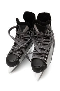 new and modern black skates on white background