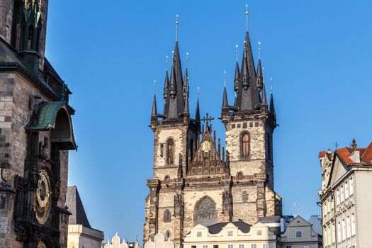The Church of Our Lady before Tyn, from Old Town Square (Stare Mesto, Prague, Czech Republic, build in 15th century). Building completed in 1511y. 