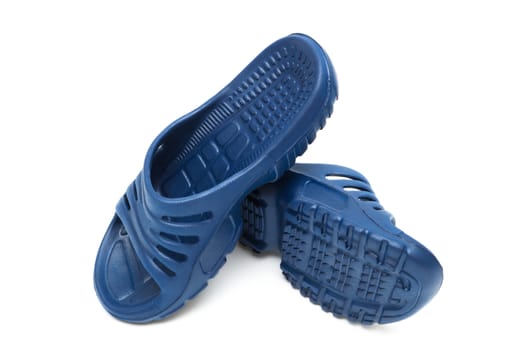 blue rubber sandal on a white background