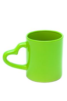 new green mug on a white background