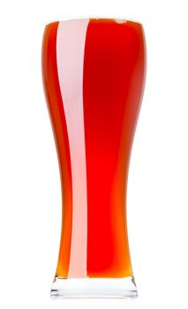 Full glass of pale ale isolated on white background